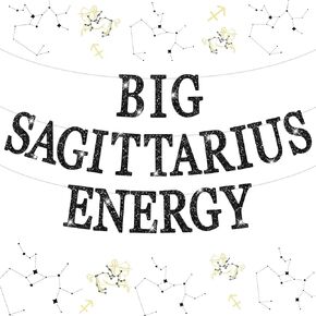Big Sagittarius Energy Banner Sagittarius Birthday Party Decorations Black Glitter Sagittarius Season Happy Birthday Bunting Sign 12 Constellation Theme Birthday Party Decorations Supplies
