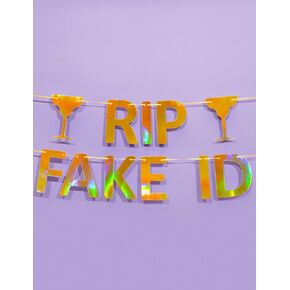HOUSE OF PARTY 21st Birthday Banner Decorations, Hot Pink Glitter RIP FAKE ID Birthday Banner, Pre-Strung Happy 21st Birthday Party Sign 21st Birthday Supplies for Women Birthday Party Favors
