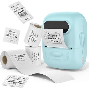 MARKLIFE Label Maker Machine with Tape Barcode Label Printer - Mini Portable Bluetooth Thermal Labeler for Address Clothing Jewelry Retail Barcode Small Business Home Office (Blue+3 Labels(W/W/C))