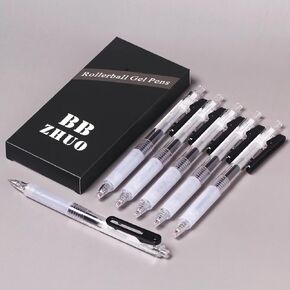 Black Pens Ultra Fine Point 0.38 Gel Pens Ultra Fine Point Smooth Writing for No Smear or Smudge No Bleed Through,Black Ink,6 Counts
