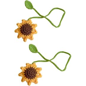 Sunflower Bookmarks Handmade Knitted for Readers Book Lovers Writers, Curtain tiebacks holdbacks,Car Ornaments (4Sets Daisy and Sunflower)