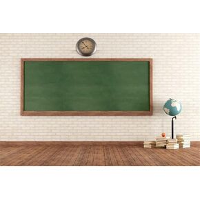 BELECO 10x8ft Fabric School Classroom Chalkboard Backdrop Vintage Classroom Blackboard Brick Wall Wood Floor Photography Background Back to School Party Decor Banner Online Teaching Photo Props