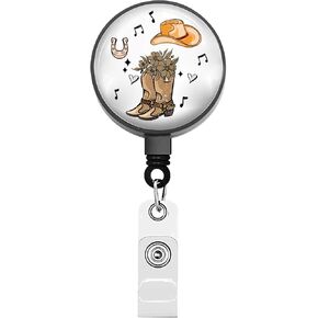 BEKECH Country Music Retractable Badge Holder Country Music Lover Gift Western Merch Western Women Gift Cowgirl Gift