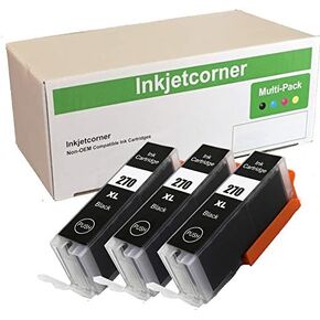 Inkjetcorner Compatible Ink Cartridge Replacement for PGI-270XL PGI 270 XL PGBK for use with TS5020 TS6020 MG5721 MG5722 MG6820 MG6821 MG6822 MG7720 TS8020 Printer (Big Black, 3-Pack)