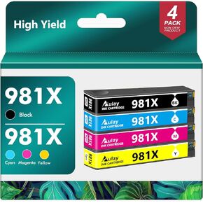 Remanufactured 981X Ink Cartridge Black Color Replacement for HP 981X 981A for HP PageWide Enterprise Color 556, 556dn, 556xh, MFP 586, MFP 586z, MFP 586dn, MFP 586f (4 Pack)