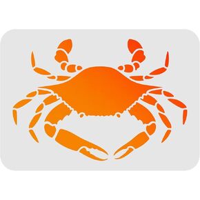FINGERINSPIRE Crab Stencil 11.7x8.3 Inch Ocean Animal Stencil Template Decoration Sea Creatures Stencil Summer Ocean Beach Nautical Stencil for Painting On Wood Canvas Paper Fabric Walls Furniture