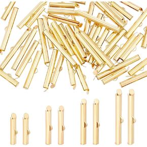 UNICRAFTALE 72Pcs 6 Styles 3 Sizes 2 Colors 304 Stainless Steel Slide On End Clasp Tube Buckle Clasps Slider End Caps Clasps Jewelry Accessories Findings 10-25mm Long for DIY Jewelry Craft Making
