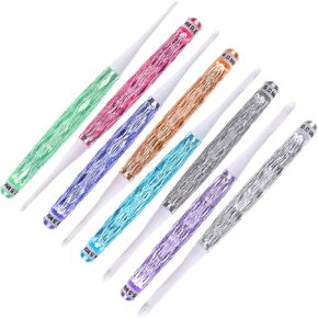8Pcs Inline Crochet Hooks Colorful Plastic Crochet Hooks Ergonomic Crochet Hook Grip for Arthritic Hands Crocheting Yarn Craft Projects (2.5mm-6mm)