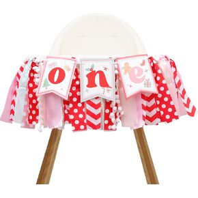 Christmas One High Chair Banner- Christmas 1st Birthday Party Decoration, Oh What Fun Is To Be One, Red And Green Birthday High Chair Banner, Yule Cake Smash Backdrop,Christmas Birthday Party Decorations