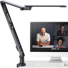 LED Desk Lamp with USB Charging Port, Evo Natural Spectrum,Professional Grade Adjustable Table Light with 6 Axis Swing Arm, Architect Desk Lamp for Painting, Reading, Home Office-Black