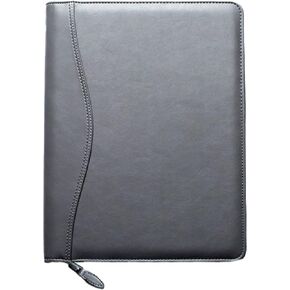 Planner Pad 7 Ring Loose Leaf Executive Size Cover, Fits 8 1/2 x 11" Size Paper Pages, Black Leather