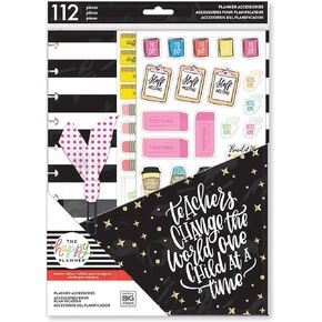 me & my BIG ideas Teacher Accessory Pack - The Happy Planner Scrapbooking Supplies - School Year Bundle - Pocket Folders, Classroom Checklists, Note Sheets, Stickers & Paper Clip - Big Size