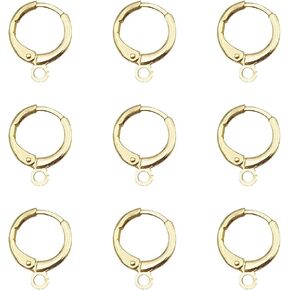 INSPIRELLE 30 PCS / 15 Pairs Earring Hooks Brass Huggie Hoop Lever Back Pale Gold Plated Long-Lasting Earring Findings for Jewelry Making 11.5x15x2mm