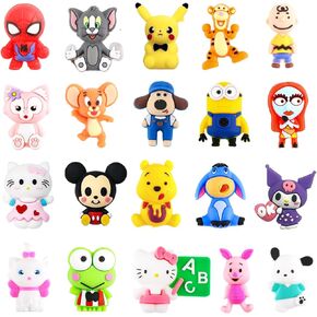 20Pcs 3D Silicone Focal Beads for Pens, Cartoon Cute Character Focal Beads for Keychains Making DIY Bracele Jewelry Making