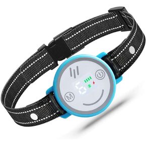 Smart Bark Collar Rechargeable Anti Barking Cat Collars with Adjustable Sensitivity Bark Shock Collar Anti False Trigger with Beep Vibration Shock for Medium Large Small Dogs (Blue)