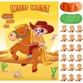 Western Party Decorations,Pin The Boot on The Cowboy Game,Cowboy Party Decorations Birthday Party Supplies,My First Rodeo Decorations Boy Party Favor. (cowboy)