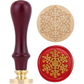 Snowflake Wax Seal Stamp, Mornajina Vintage Brass Head Wood Handle Sealing Stamp for Christmas Card Gift Package Invitation Seals