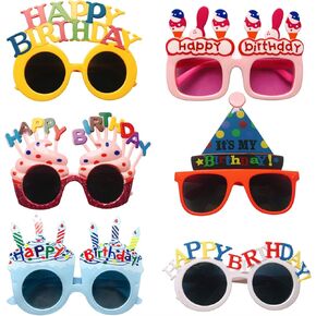 6Pcs Birthday Eyewear, Multi Style Creative Glasses Happy Birthday Sunglasses Funny Party Props for Photography Home Party Decoration Supplies