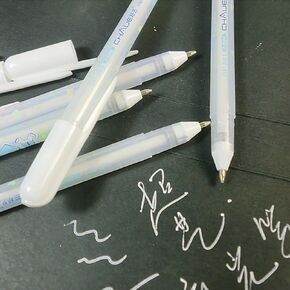 1Pc 0.8mm White Ink Photo Album Gel Pen School Stationery Office Writing Supply GiftFine point, Gel Ink Pens Durable and Smoth to Write