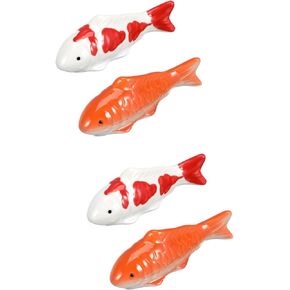 Yardwe Koi Fish Floatable Figurines, 4Pcs Ceramic Floating Fish Aquarium Goldfish Underwater Porcelain Fish Figurines Fish Tank Realistic Fish Statue Tea Pet Decor, Red, 08W33O1UMVJL369N2144
