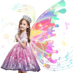 Light Up Butterfly Fairy Wings Toys for Girls 4-6, Gifts for 5 6 7 Year Old Girls Kids Age 5-7 Christmas Halloween Princess Dress Up Costume for Girls 6-8 Birthday Gift Ideas for Girl
