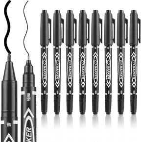 Black Drawing Pens, 10 Pack Dual Tip Brush Pens for Adult Kids, Permanent Markers for Art Drawing Sketching Writing Marking