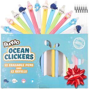BUNMO Easter Gifts for Girls - Erasable Gel Pens - Multicolor Cute Pens - Girls Easter Basket Stuffers - Erasable Pens for Smooth Writing & Drawing - Gifts for Teens - 12 Refills Included - 12 Pack