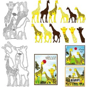 BENECREAT 2Pcs Giraffe Cutting Dies Stencils, Animal Giraffe Carbon Steel Embossing Tool Die Cuts Metal Templates for DIY Scrapbooking, Photo Album, Decorative Embossing