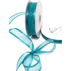 Aqua Organza Ribbon with Satin Edge-25 Yards X 7/8 Inches