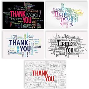 Better Office Products Thank You Cards with Envelopes (100 Pack), 5 Cover Designs, Blank Inside, All Occasions, Baby Showers, Graduation, and Weddings, Modern Global Collection, 100 Pack