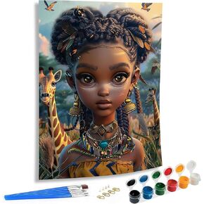 SKRYUIE Paint by Numbers Kit for Adults Beginner African Americans, Acrylic Animal Oil Painting by Numbers Kits with PaintBrushes Paintwork Art Crafts Canvas for Home Decor 16x20 inch c2