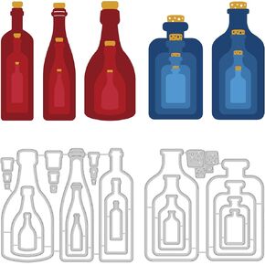 BENECREAT 2 Styles Cork Bottle Carbon Steel Cutting Dies Stencils, Wishing Bottle Carbon Steel Embossing Stencils for Making Photo Decorative Paper Scrapbooking, 0.8mm Thick