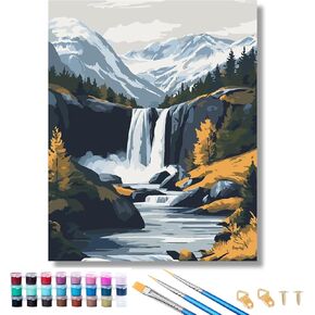 Paint by Numbers Kit for Adults,Landscape Paint by Numbers Kit Mountain DIY Paint by Numbers Kit with Brushes and Acrylic Paints, 16x20 Inch Canvas for Home Wall Decor and Gift