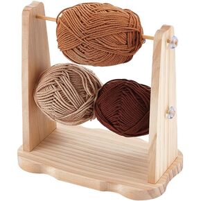 PH PandaHall Wooden Crochet Yarn Holder Double Revolving Knitting Yarn Storage Handmade Yarn Spinner Portable Yarn Ball Holder Ribbon Holder for Wreath Mesh Crochet Thread Sewing Craft Yarn Tool Spool