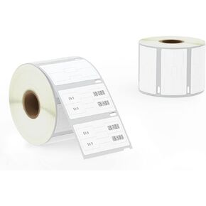 BETCKEY - Barbell Style Jewelry/Price Tag Labels Replace for DYMO 30299 (3/8" x 3/4") - Compatible with DYMO Labelwriter 450, 4XL & Zebra Desktop Printers [2 Rolls/3000 Labels]