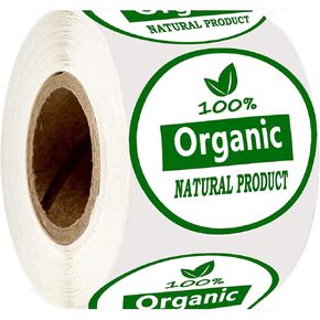 1.25INCH 100Percent Organic Natural Product Adhesive Stickers Labels for Food Package, Box, Bags, Wrap, Envelope Sealing and Decorative(500pcs)