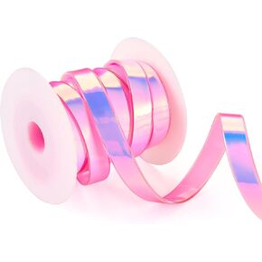 5.47 Yards 1/2 inch Holographic Iridescent PVC Ribbon Green Flat Waterproof Silicone Ribbon Gradient Rainbow Lanyard String for DIY Crafts Keychain Bracelet Phonechain