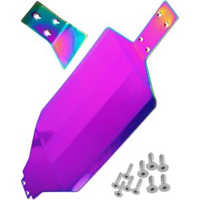 Steel Skid Plate Set Upgrades Part for 1/10 1/10 Rustler 4x4,Stainless Steel Chassis Armor Skid Plate Hops Up,Rainbow