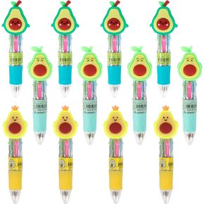 12 Pcs Cute Mini Ballpoint Pens, Multicolor Ballpoint Pens in One, 4-in-1 Retractable Gel Pens, Fun Cartoon Pens for kids Women Teens, Pens for Office School Class Supplies Birthday Gifts (Avocado)