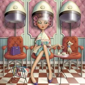 Cuorung 5D Diamond Painting Kit Cartoon Diamond Painting Hairdresser Ladies Rhinestone Switch Cross Stitch Embroidery Pattern Rhinestone Home Decoration Hairdresser 12 * 12 in