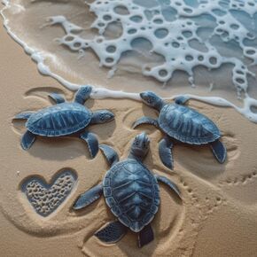Generic Sea Turtle Cross Stitch Kits for Beginners Stamped Cross-Stitch Supplies Needlework DIY 11CT 3 Strands Cotton Thread Printed DIY Needlepoint Kits 50×50cm (ej18), YYP EMB 22ESJ18