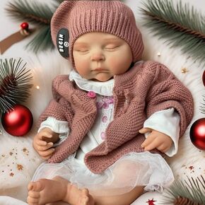 18 inches Full Silicone Newborn Baby Doll - Full Platinum Silicone Body Lifelike Peaches Reborn Baby Doll Anatomically Correct Baby with Toy Accessories