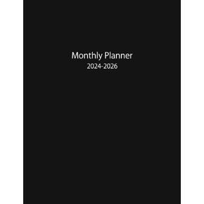2024-2026 3 Year Monthly Planner: Large 36 Months Calendar from January 2024 to December 2026 with Holidays. Black Cover.