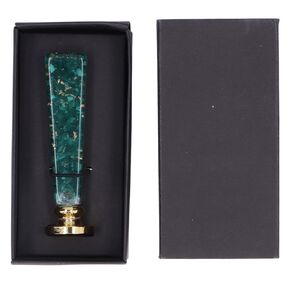 Wax Seal Stamp, Retro Brass Head Sealing Wax Stamp with Detachable Handle for Embellishment of Envelopes Wedding Invitations Wine Packages(K02-Brown Box Green Gold Handle)