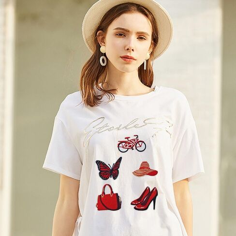 16 قطعة من الرقع الحمراء المزخرفة بالكي، مقاسات متنوعة يمكنك صنعها بنفسك رقع الجينز المطرزة شارة حديدية لحقائب الملابس والقبعات والقمصان والجينز والسترات التي يمكنك صنعها بنفسك in Kuwait