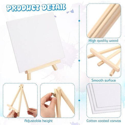 Crtiin 10 Set Canvas Boards with Easel for Painting Kit Include 10 Wood Easels 10 Pcs Canvases 10 Pcs Watercolor Paint and 100 Pcs Brushes Paint and Sip Kit Art Supplies for Adults (8 x 10 Inch) in Saudi Arabia