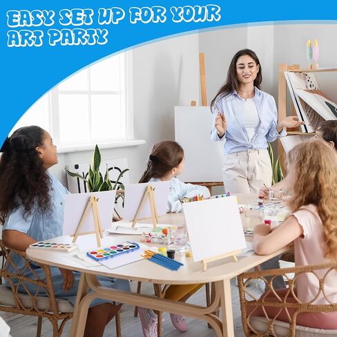 Crtiin 10 Set Canvas Boards with Easel for Painting Kit Include 10 Wood Easels 10 Pcs Canvases 10 Pcs Watercolor Paint and 100 Pcs Brushes Paint and Sip Kit Art Supplies for Adults (8 x 10 Inch) in Saudi Arabia