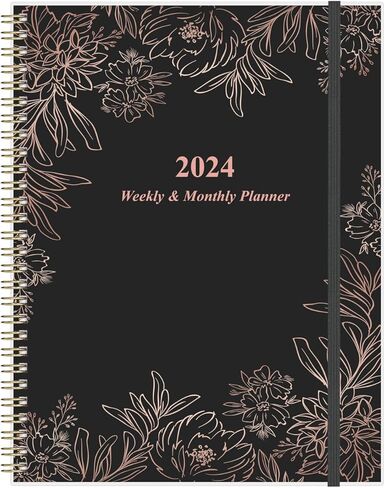 مخطط 2024 - مخطط شهري أسبوعي 2024 يعمل من يناير 2024 إلى ديسمبر 2024، مخطط 2024 مع 12 علامة تبويب شهرية، 8.5 بوصة × 11 بوصة، زهرة سوداء in Kuwait