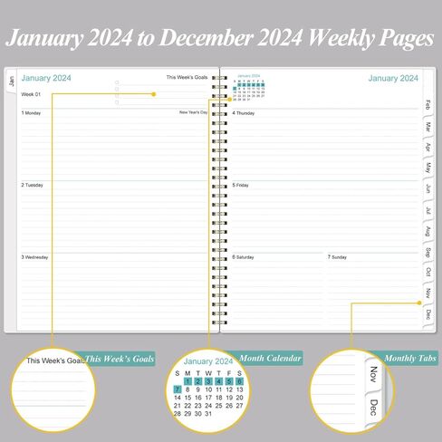 مخطط 2024 - مخطط شهري أسبوعي 2024 يعمل من يناير 2024 إلى ديسمبر 2024، مخطط 2024 مع 12 علامة تبويب شهرية، 8.5 بوصة × 11 بوصة، زهرة سوداء in Kuwait