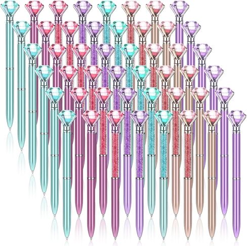 48 Pcs Diamond Pens with Crystal Retractable Bling Ballpoint Pen 1.0 mm Diamonds Top Pens Black Ink Pens Fancy Pens Novelty Pens for Girls Women Home School Office Wedding Gifts, 2 Styles in Kuwait